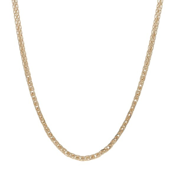 Yellow Gold Diamond Cut Wheat Chain Necklace 18" 14k Italy - Picture 1 of 8
